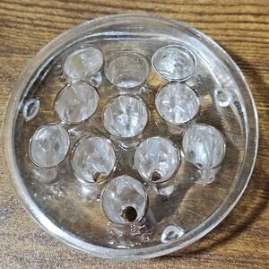 Vintage Glass Flower Frog Set Clear 13 & 11 Hole
